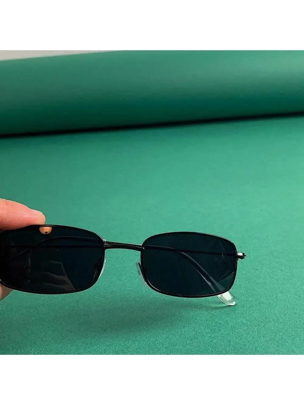 Y2K Vintage Cyber Silver Black Slim Unique Sunglasses Unisex